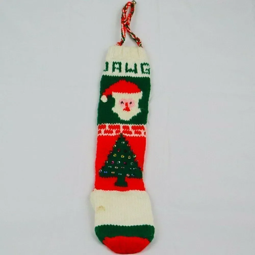 VTG Knitted Santa Tree Stocking 